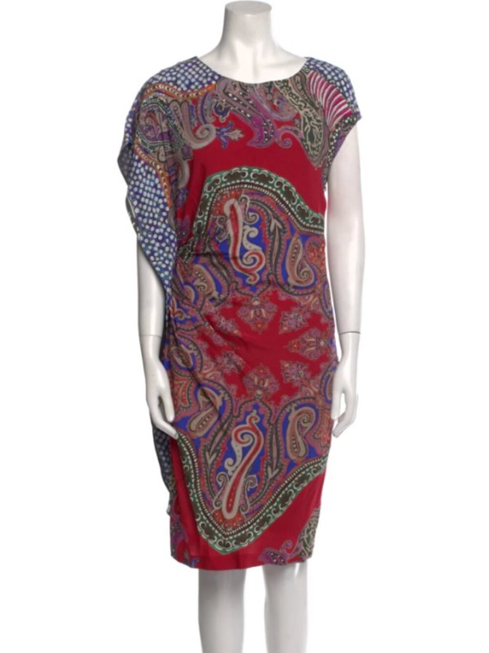 Etro Paisley Print Knee-Length Dress Silk Viscose Cinched Scarf like design